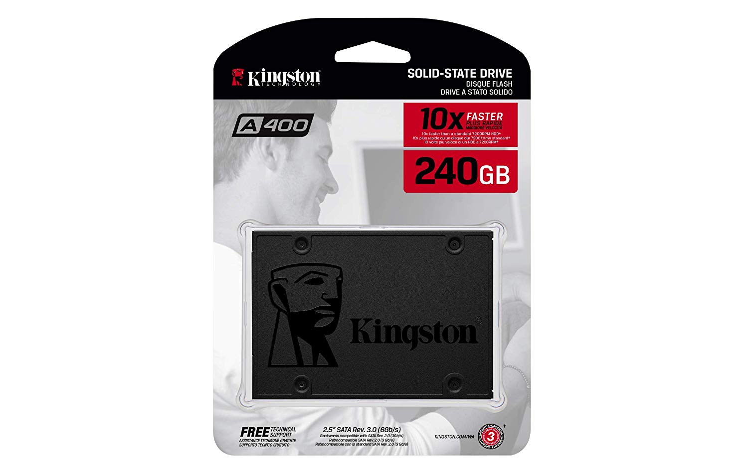 Disco Duro SSD 240GB Kingston A400 Sata 3 Estado Solido NAND 3D 2.5
