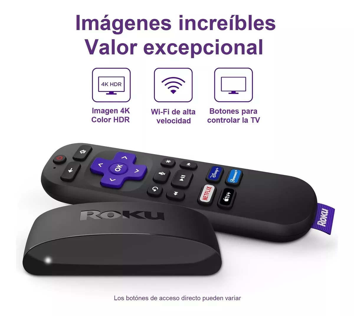 Control y reproductor Roku Express 4k+